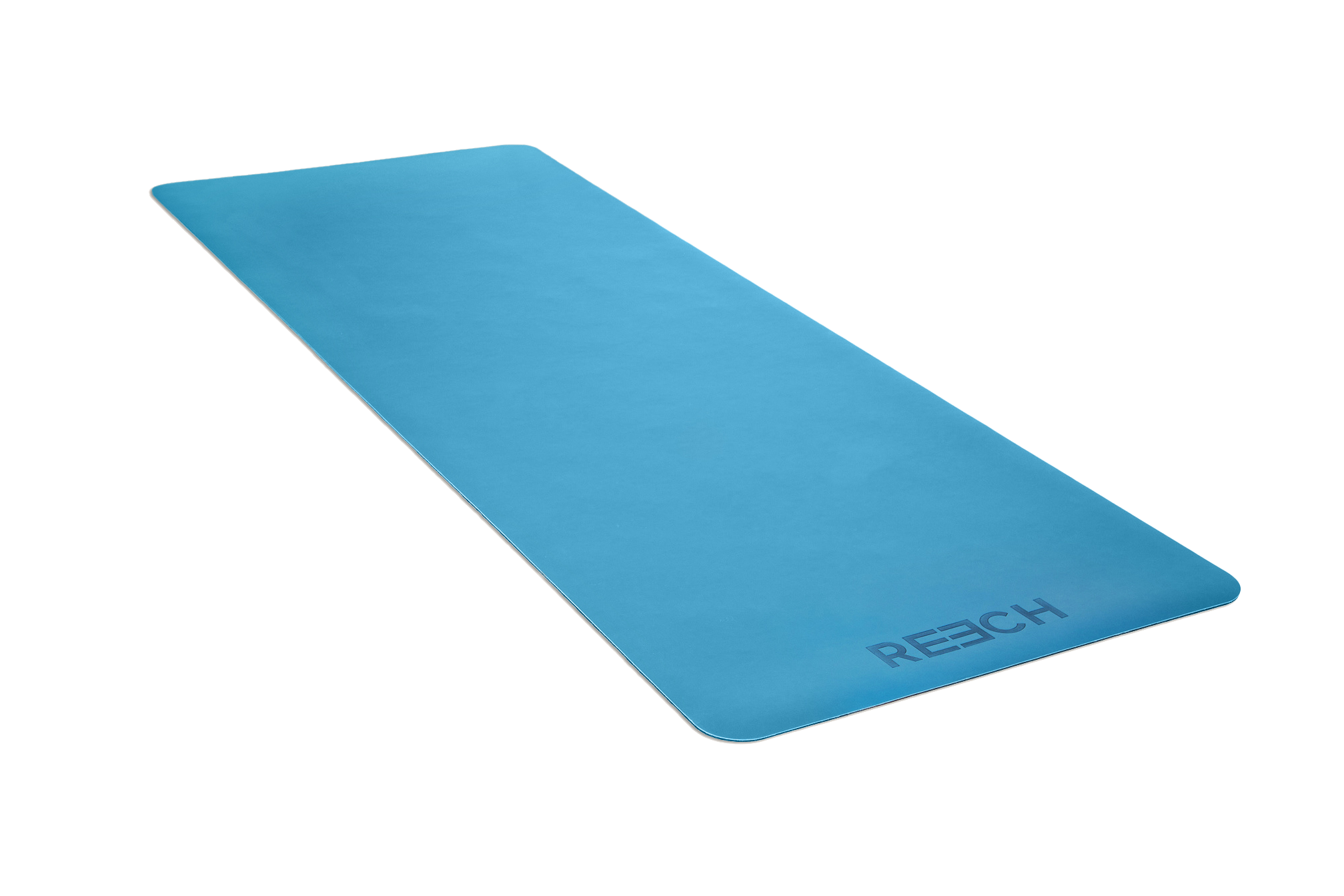 Flat blue anti-bacterial & anti-microbial namaSTAY yoga mat on the ground.